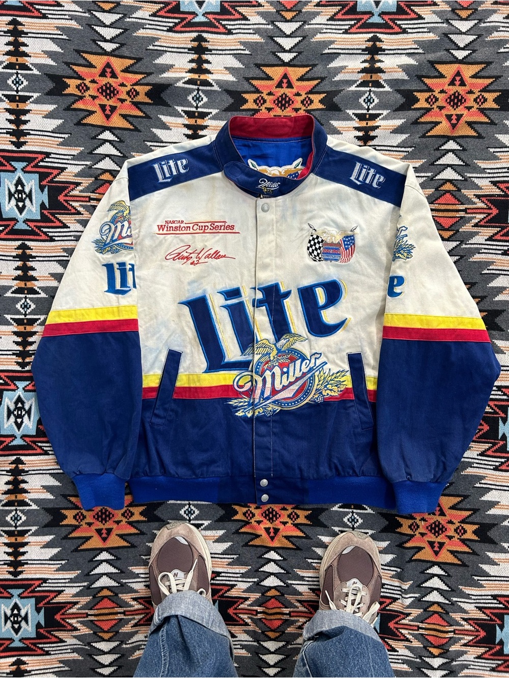 NASCAR Jeff Hamilton Miller Lite Racing Jacket - Blue, White, Red, Yellow